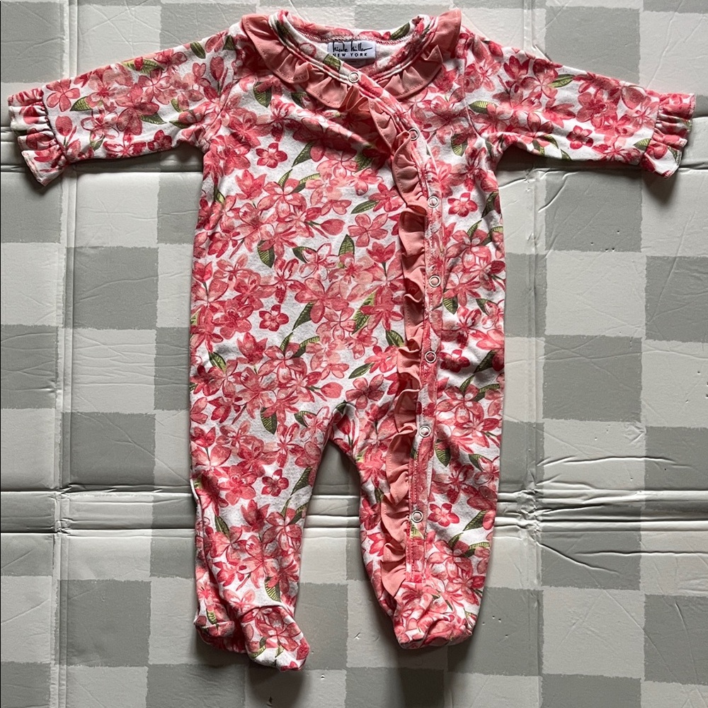 Nicole Miller New York Pink Floral Baby Footie